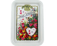 Plateau m�tal 1 tasse d�cor Jour d'Amour