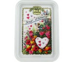 Plateau m�tal 1 tasse d�cor Jour d'Amour