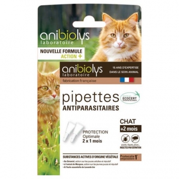Pipettes antiparasitaires Chat + de 12 mois - Anibiolys