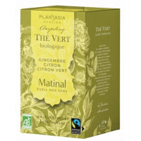 Thé vert bio Le Matinal au gingembre et citron 18 sachets - PlantAsia tonus et anti fatigue Aromatic provence