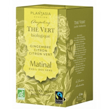 Thé vert bio Le Matinal au gingembre et citron 18 sachets - Plant Asia