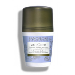 Déodorant Roll on 24h anti traces Coton  - Sanoflore
