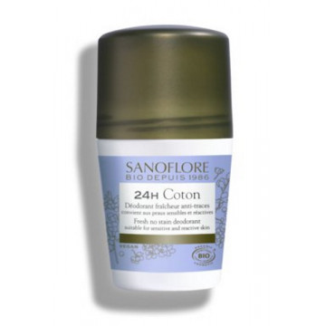 Déodorant Roll on 24h anti traces Coton  - Sanoflore