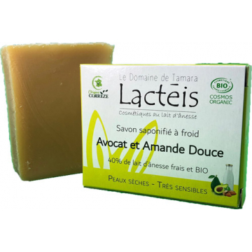 Savon Avocat Amande douce 40% de lait d'ânesse Lactéis 90gr - Le Domaine de Tamara