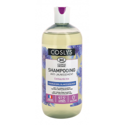 Shampooing anti jaunissement cheveux gris blancs et blonds Centaurée 500ml Coslys