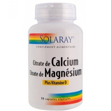 Calcium Magnésium Vitamine D 90 gélules végétales - Solaray