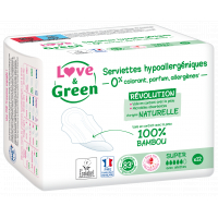 Serviettes ULTRA super avec ailettes x12 - Love and Green