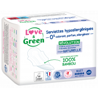 Serviettes ULTRA nuit avec ailettes x10 - Love and Green