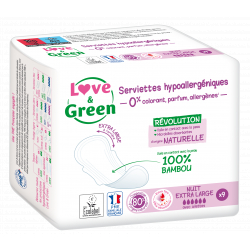 Serviettes ULTRA nuit extra large avec ailettes x9 - Love and Green