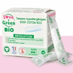 Tampons hypoallergéniques Digitaux SUPER x16 - Love and Green