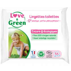 Lingettes dispersibles dans les toilettes sans parfum x55 - Love and Green