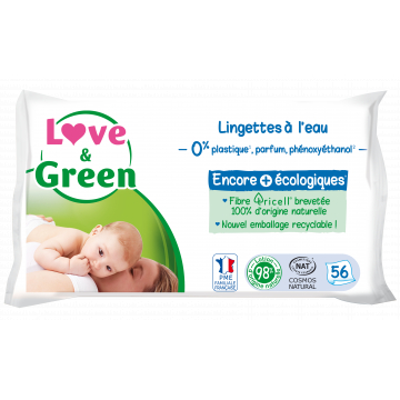 Lingettes à l'eau pure x56 - Love and Green