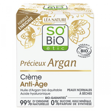 Crème de Jour anti âge Précieux Argan Acide Hyaluronique 50ml So Bio étic