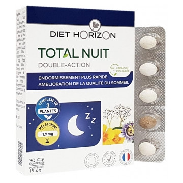 Total nuit avec Mélatonine 30 comprimés - Diet Horizon