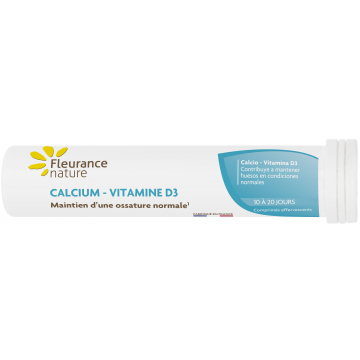 Calcium Vitamine D Tube 20 comprimés effervescents - Fleurance Nature