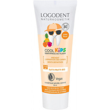 Dentifrice Cool Kids tutti frutti 7 à 12 ans avec fluor 50 ml - Logona