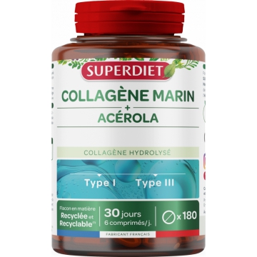 Collagène marin et Acérola 180 comprimés de 480mg - Super Diet