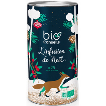 Infusion de Noël bio boîte décorée de 25 sachets - Bio Conseils