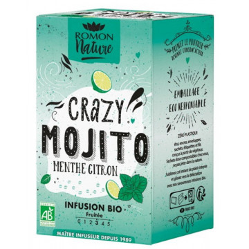 Infusion Crazy Mojito menthe citron bio 16 sachets - Romon Nature
