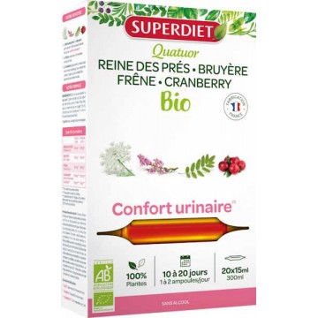 Quatuor Reine des prés Bruyère frêne cranberry Bio 20 ampoules de 15ml - Super Diet