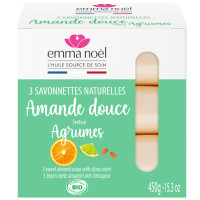 Pack 3 savonnettes Amande Douce bio senteur agrumes 3x150g