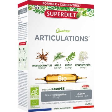Quatuor Articulations bio 20 ampoules de 10ml - Super Diet