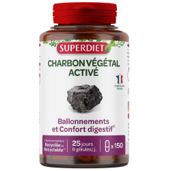 Charbon végétal activé Gélules 150 gélules - Super Diet