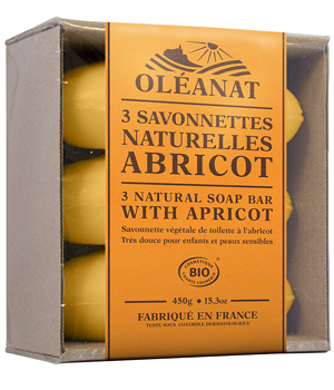 Barquette 3 Savonnettes bio Abricot - Oléanat