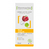 Crème Active Jour Eclat Vitalité 50ml Dermaclay eau de framboise extrait de grenade acide hyaluronique Aromatic provence