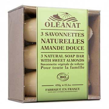 Barquette 3 savonnettes bio Amande douce - Oléanat