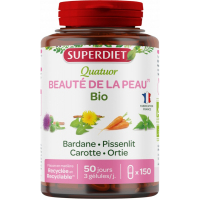 Quatuor Beauté de la Peau bio 150 gélules - Super Diet Quatuor Beauté Peau Bardane Pissenlit Carotte Aromatic Provence