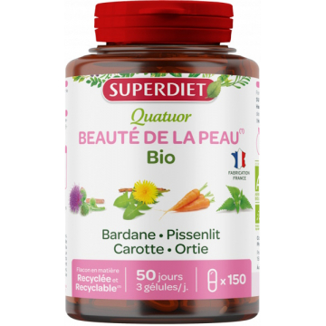 Quatuor Beauté de la Peau Bardane Pissenlit Carotte Fumeterre - Super Diet
