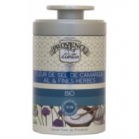 Fleur de Sel de Camargue Ail et Fines herbes bio Boîte 70 gr - Provence d'Antan - Aromatic Provence