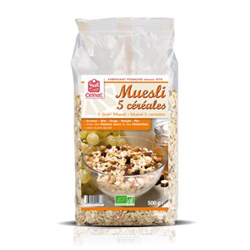 Muesli bio 5 céréales 500 grammes Celnat