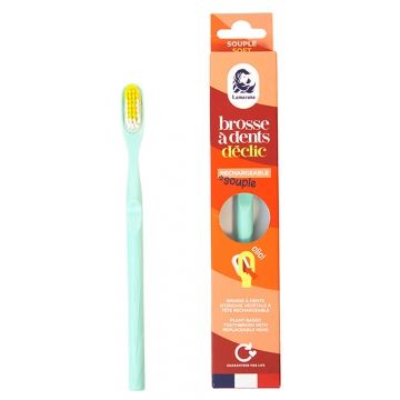 Brosse à dents écologique rechargeable turquoise Souple - Lamazuna