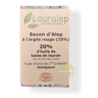 Savon d'Alep bio à l'Argile Rouge 150g 20% huile de laurier - Lauralep