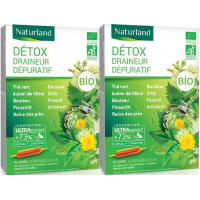 Detox Bio 9 plantes Lot de 2 boîtes 20 ampoules - Naturland, 123 detox, detox bio, draineur minceur,Naturland, aromatic provence