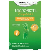 Microbiotil Express  Confort intestinal 45 gélules Phyto-actif Lactobacillus plantarum, Lactococcus lactis, Bifidobacterium lact