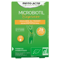 Microbiotil Express  Confort intestinal 45 gélules Phyto-actif Lactobacillus plantarum, Lactococcus lactis, Bifidobacterium lact
