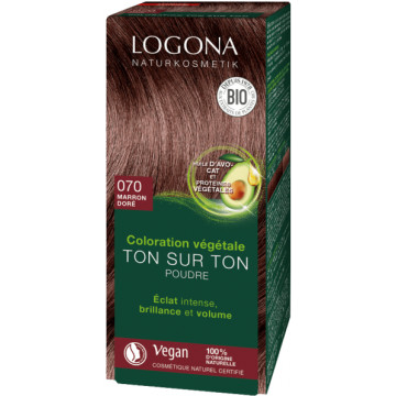 Coloration végétale Ton sur Ton en poudre 070 Marron doré 100g - Logona
