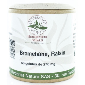 Bromélaine Marc de raisin 60 Gélules végétales - Herboristerie de Paris