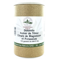 Dolomite Aubier de tilleul Citrates de magnésium et de potassium 120 Gélules - Herboristerie de Paris