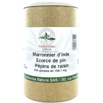 Marronnier d'Inde OPC Pin Raisin Vitamine E 200 Gélules - Herboristerie de Paris