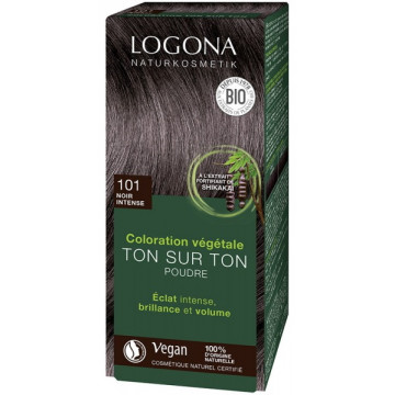 Coloration végétale Ton sur Ton Noir Intense 101 en poudre 100gr - Logona