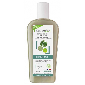 Shampooing bio cheveux gras et pellicules Argile Verte 400ml - Dermaclay