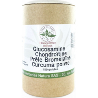 Glucosamine chondroïtine Prêle Bromélaïne Curcuma Poivre 150 Gélules - Herboristerie de Paris