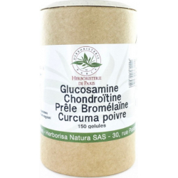 Glucosamine chondroïtine Prêle Bromélaïne Curcuma Poivre 150 Gélules - Herboristerie de Paris