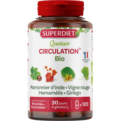 Quatuor Circulation Vigne Rouge Marronnier Hamamélis Ginkgo 120 gélules marines - Super Diet
