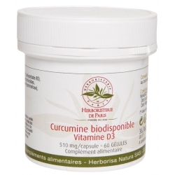 Curcuma Curcumine liposomale biodisponible Vitamine D3 60 gélules - Herboristerie de Paris