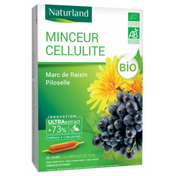 MINCEUR CELLULITE Bio Marc de raisin Piloselle 20 ampoules de 10ml - Naturland